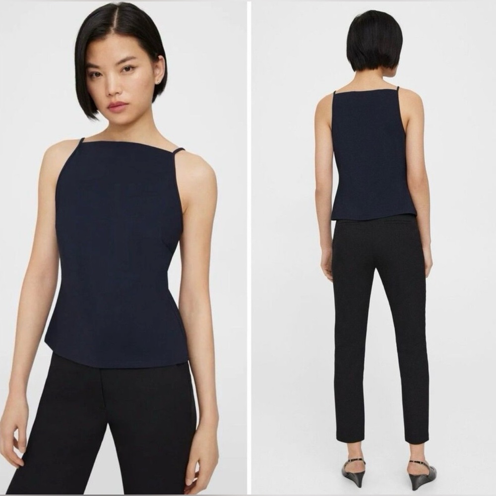 Theory Square Neck Tank Top Women's 
Navy Precision Ponte Sleeveless - Picture 3 of 8